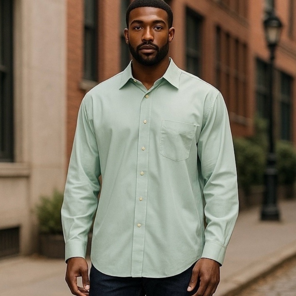 Joseph Abboud Men's Light Green XL Dress Shirt Long Sleeves Regular Fit Non-Iron